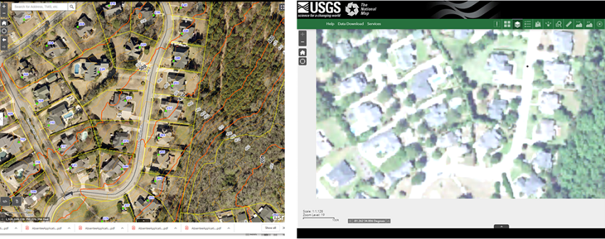 comparison of spatial resolution in aerial imagery